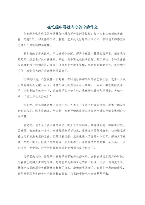 在忙碌中寻找内心的宁静作文