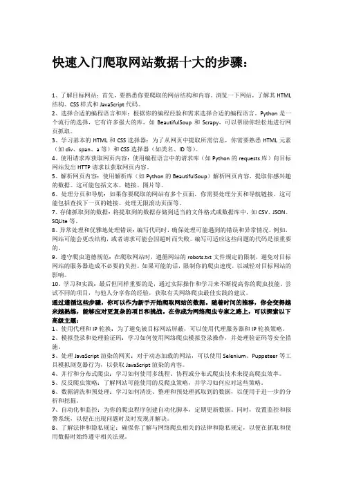 快速入门爬取网站数据十大的步骤