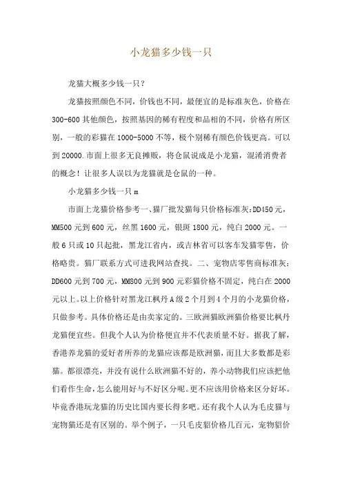 小龙猫多少钱一只