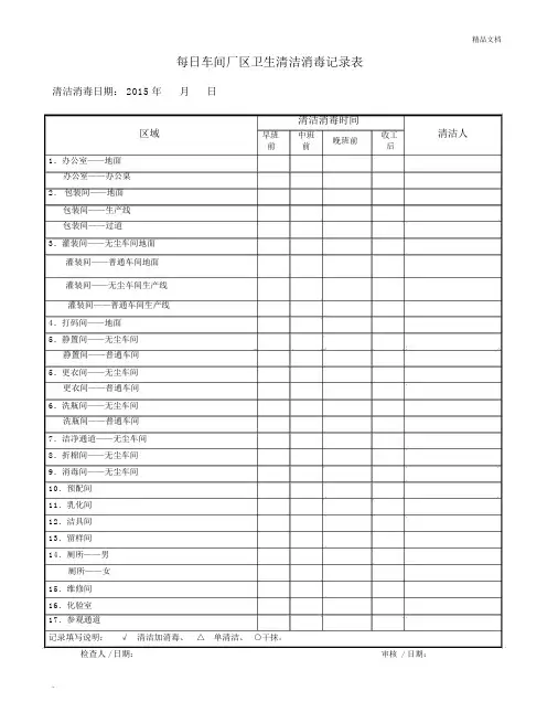 每日卫生记录表