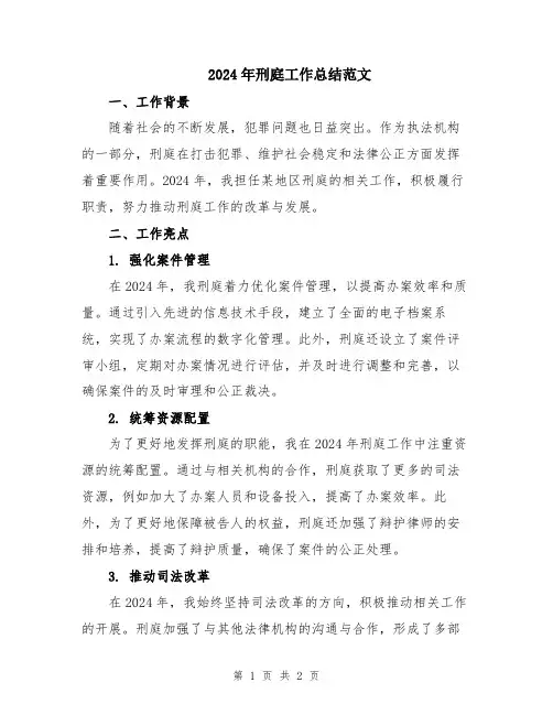 2024年刑庭工作总结范文