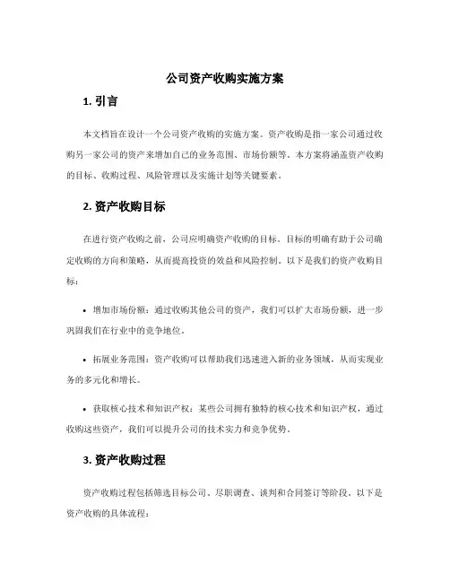 公司资产收购实施方案