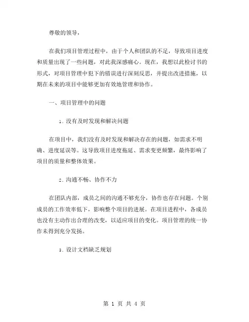 项目管理检讨书范文