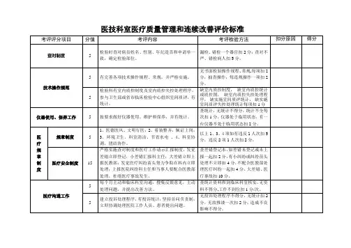 医技科室医疗质量考核标准