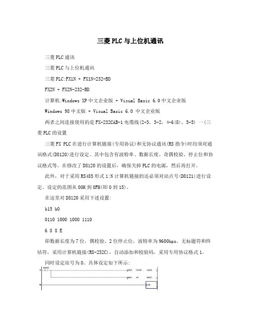 三菱PLC与上位机通讯