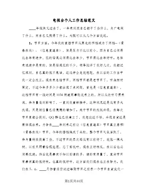 电视台个人工作总结范文(7篇)
