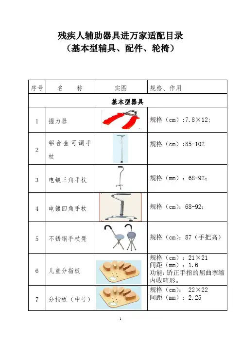 残疾人辅助器具适配目录(基本型辅具等)