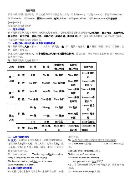 英语代词的用法归纳大全及练习题