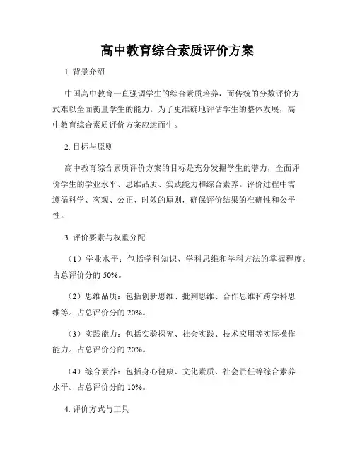 高中教育综合素质评价方案