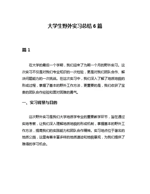 大学生野外实习总结6篇