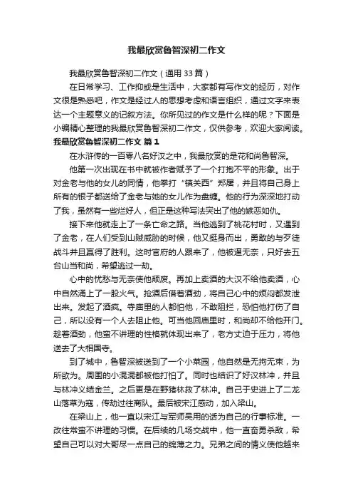 我最欣赏鲁智深初二作文（通用33篇）