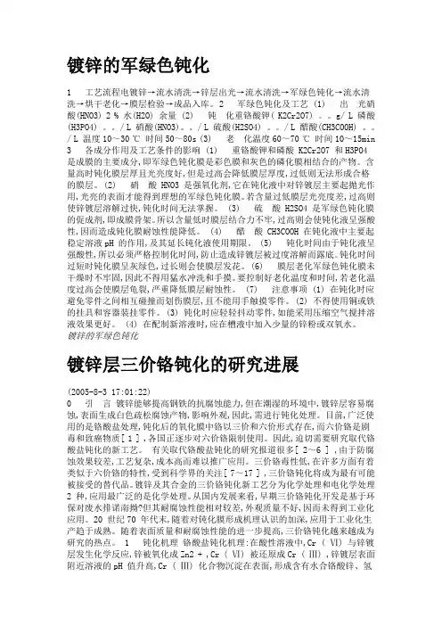 镀锌的军绿色钝化