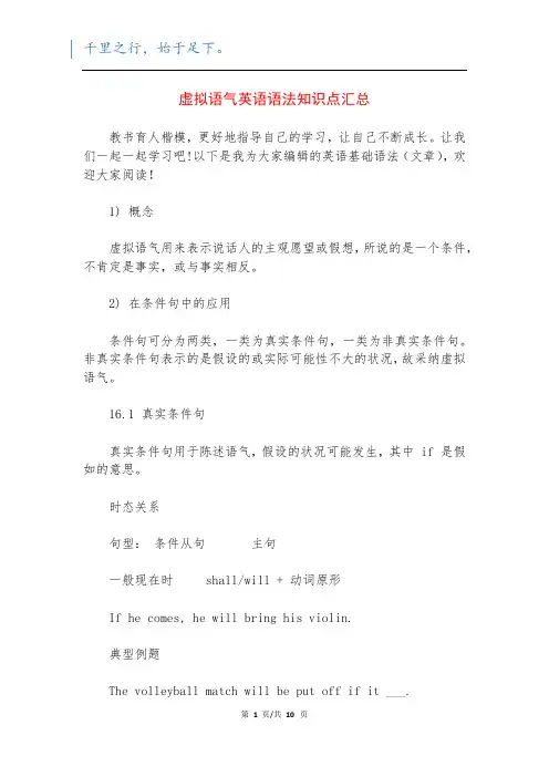 虚拟语气英语语法知识点汇总