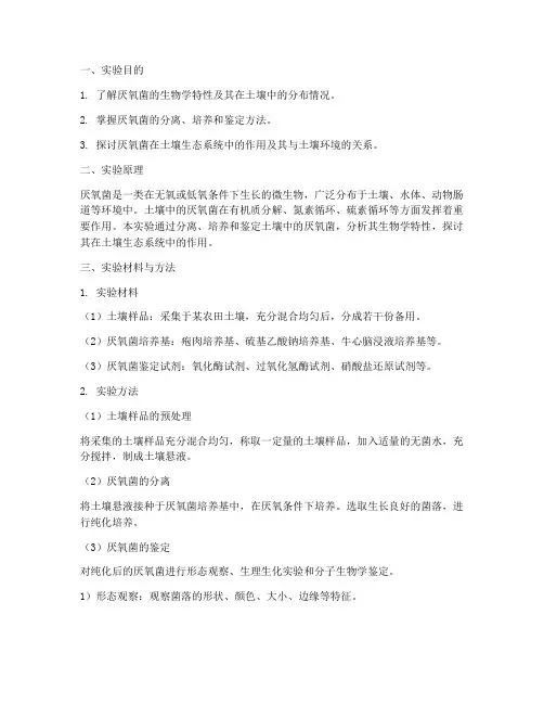 厌氧菌土壤实验报告