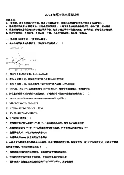 2024届广东省深圳市第二外国语学校高三第二次模拟考试化学试卷含解析