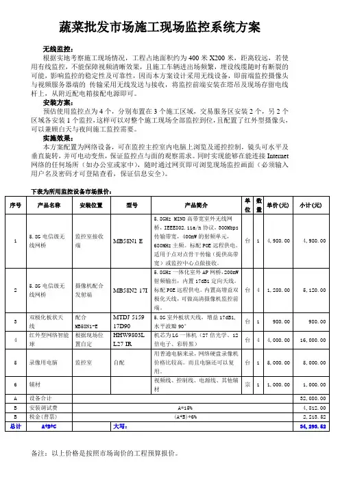 蔬菜批发市场现场监控方案