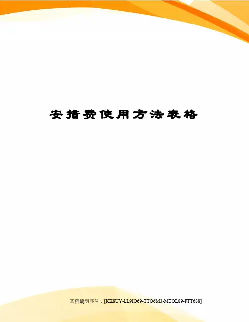 安措费使用方法表格
