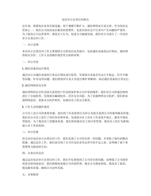 电信审计自查自纠报告
