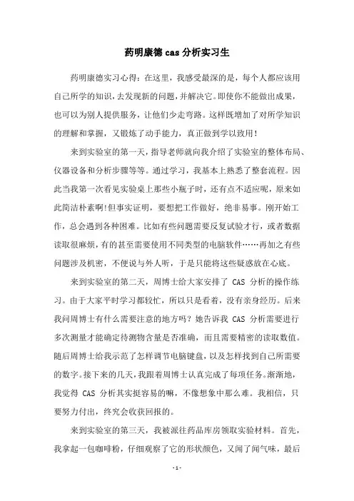 药明康德cas分析实习生