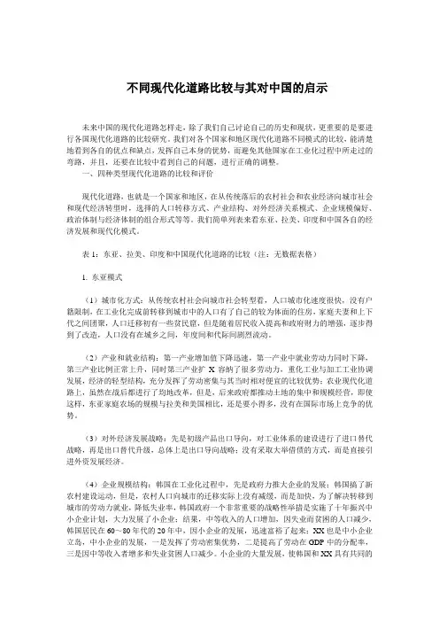 不同现代化道路比较及其对中国的启示