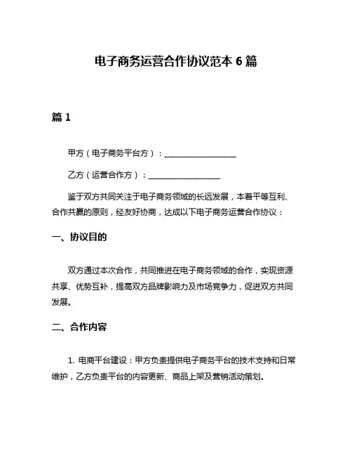 电子商务运营合作协议范本6篇