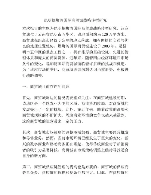 昆明螺蛳湾国际商贸城战略转型研究