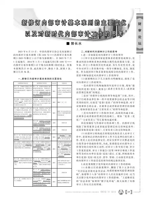 新修订内部审计基本准则的主要变化以及对新时代内部审计工作的思考
