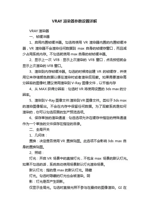 VRAY渲染器参数设置详解