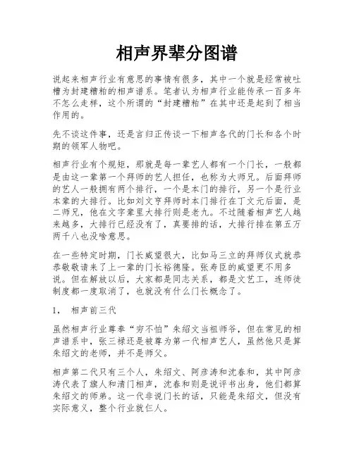 相声界辈分图谱