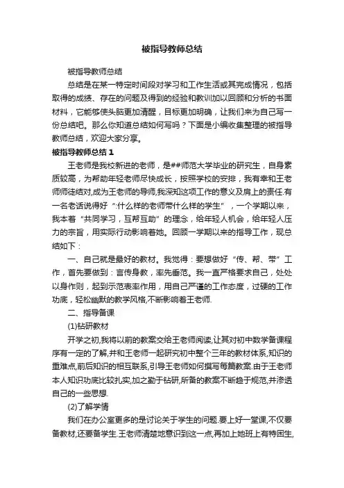 被指导教师总结