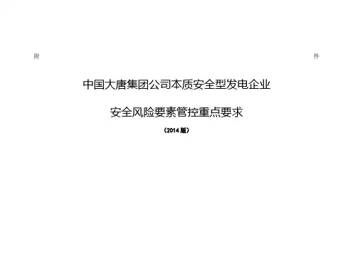 中国大唐集团公司本质安全型发电企业安全风险要素管控