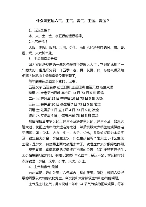 什么叫五运六气、主气、客气、主运、客运？