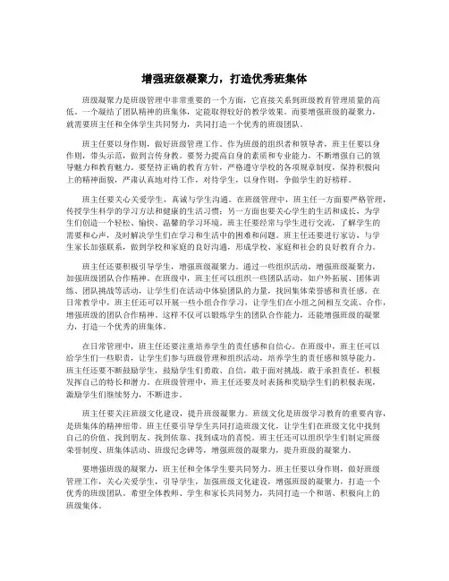 增强班级凝聚力,打造优秀班集体