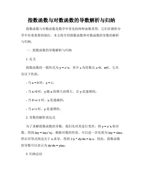 指数函数与对数函数的导数解析与归纳