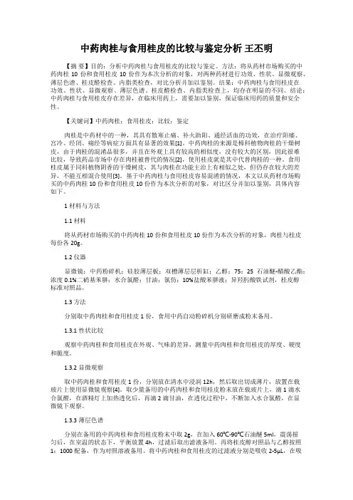 中药肉桂与食用桂皮的比较与鉴定分析 王丕明