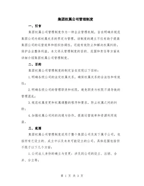 集团权属公司管理制度