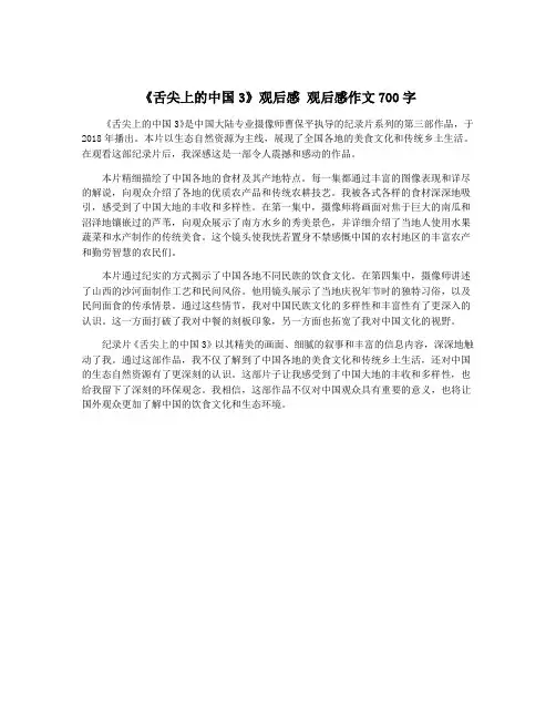 《舌尖上的中国3》观后感 观后感作文700字