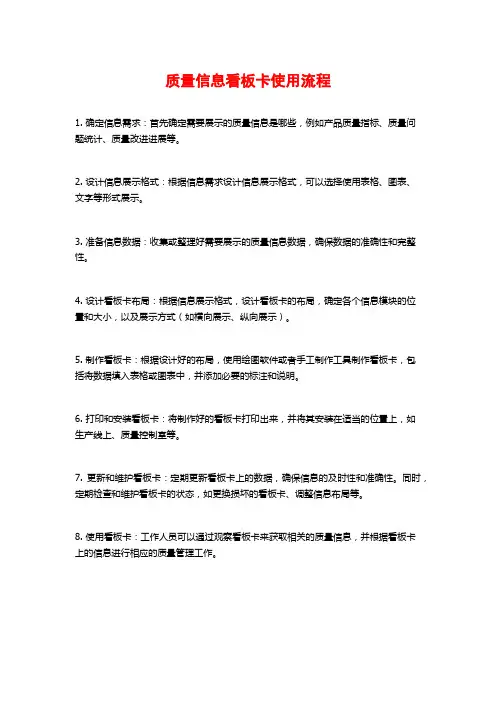 质量信息看板卡使用流程