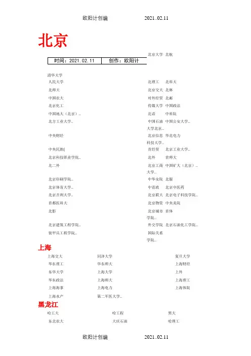 全国高校分布图之欧阳计创编