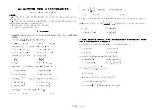 2024-2025学年度第一学期高一11月阶段性模拟试题 数学(A3版)