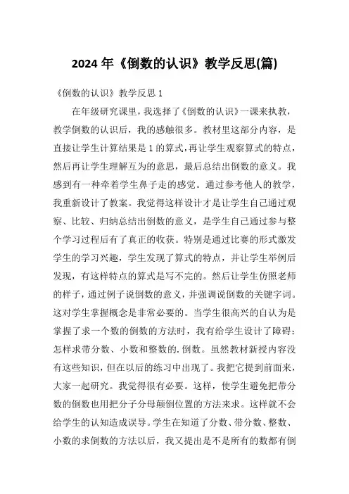 2024年《倒数的认识》教学反思(篇)