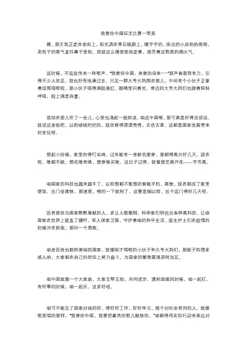 我爱你中国征文比赛一等奖