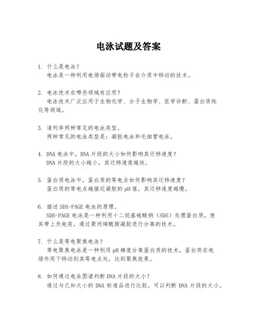 电泳试题及答案