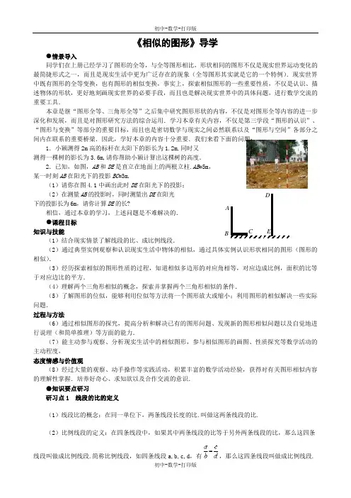华师大版-数学-九年级上册- 24.1相似的图形  导学