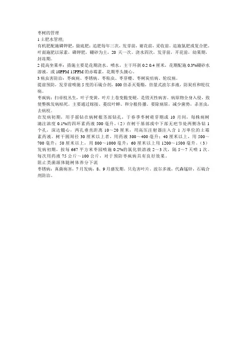 枣树的管理