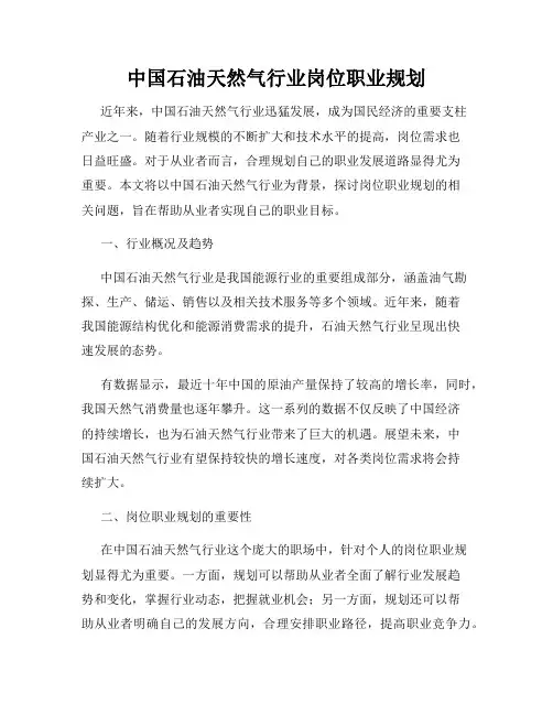 中国石油天然气行业岗位职业规划