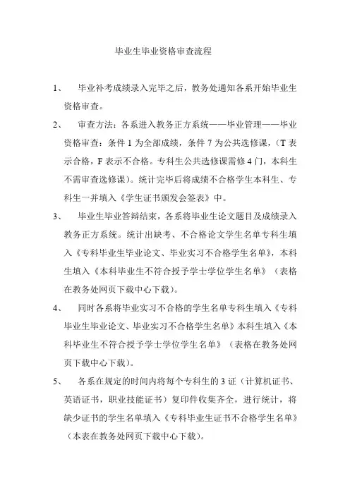 毕业生毕业资格及学位资格审查流程