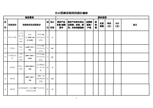 办公家具采购项目报价清单