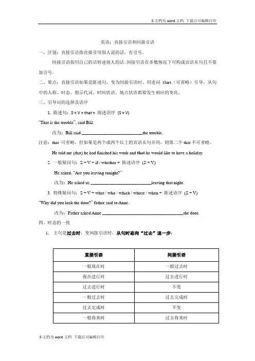 直接引语和间接引语