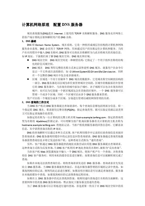 计算机网络原理  配置DNS服务器